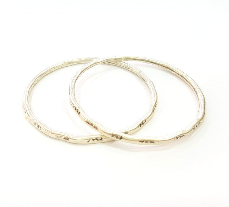 2 Silver Pendant Antique Silver Circle Pendants  (68mm)  G7081