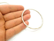 2 Silver Pendant Antique Silver Circle Pendants  (68mm)  G7081