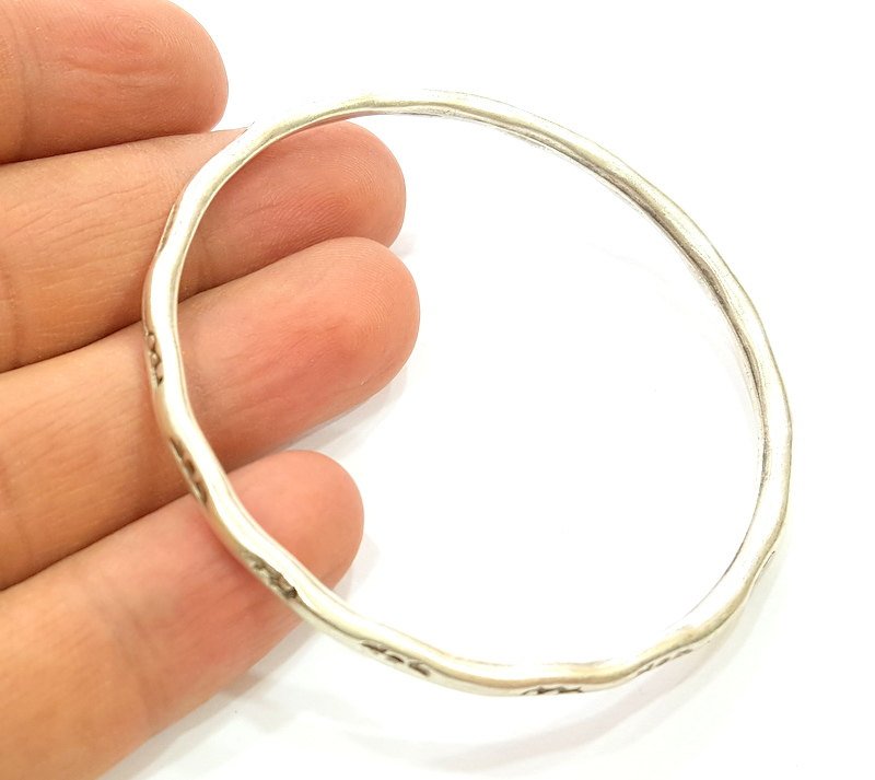 2 Silver Pendant Antique Silver Circle Pendants  (68mm)  G7081