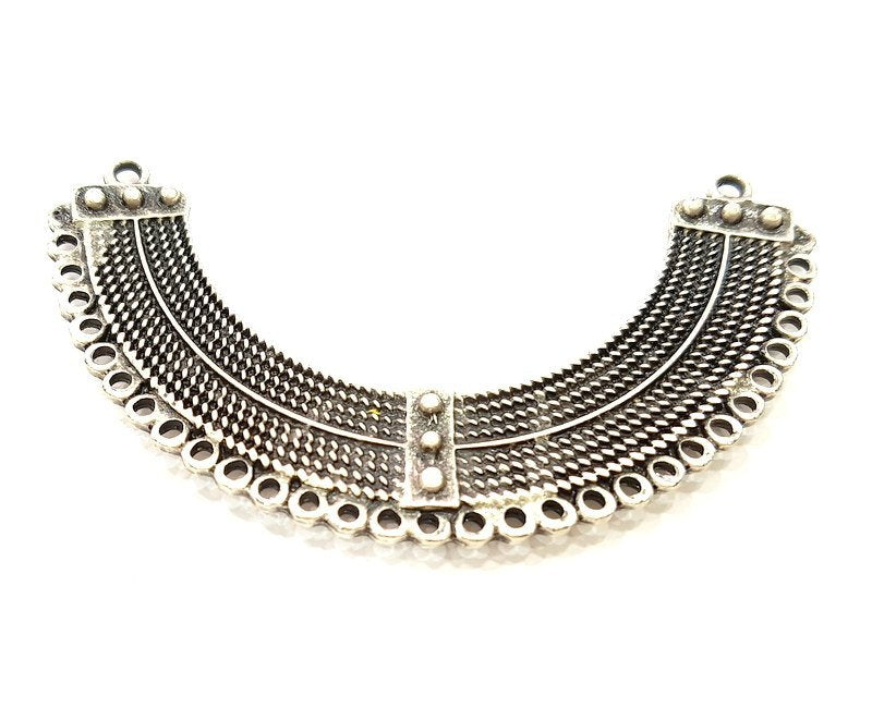Silver Pendant Connector Antique Silver Plated Collar Pendant (82x17mm) G17053