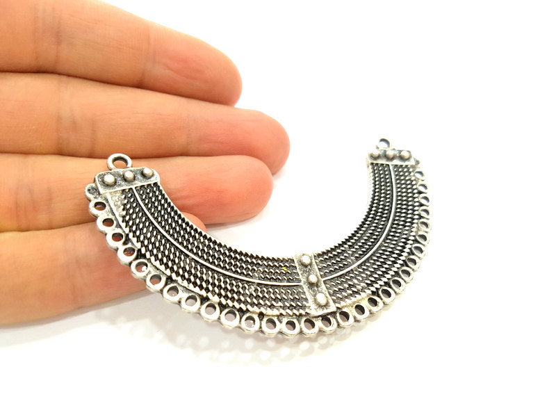 Silver Pendant Connector Antique Silver Plated Collar Pendant (82x17mm) G17053