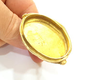 Raw Brass Ring Blank Bezel Settings Cabochon Base Mountings Adjustable (40x30mm blank ) G7084