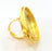Gold Ring Blank Ring Settings Ring Bezel Base Cabochon Mountings Adjustable  (40x30mm blank ) Gold Plated Brass G7085