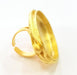 Gold Ring Blank Ring Settings Ring Bezel Base Cabochon Mountings Adjustable  (40x30mm blank ) Gold Plated Brass G7085