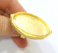 Gold Ring Blank Ring Settings Ring Bezel Base Cabochon Mountings Adjustable  (40x30mm blank ) Gold Plated Brass G7085