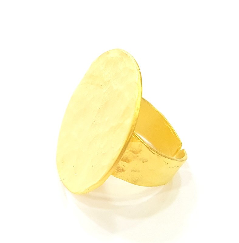 Gold Ring Blank Ring Settings Ring Bezel Base Cabochon Mountings Adjustable  (25mm blank ) Gold Plated Brass G7086