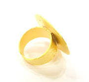 Gold Ring Blank Ring Settings Ring Bezel Base Cabochon Mountings Adjustable  (25mm blank ) Gold Plated Brass G7086