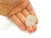 Silver Ring Blank Base Bezel Settings Cabochon Base Mountings Adjustable (30mm Blank) , Antique Silver Plated Brass G7092