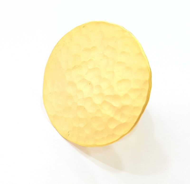 Gold Ring Blank Ring Settings Ring Bezel Base Cabochon Mountings Adjustable  (30mm blank ) Gold Plated Brass G7093