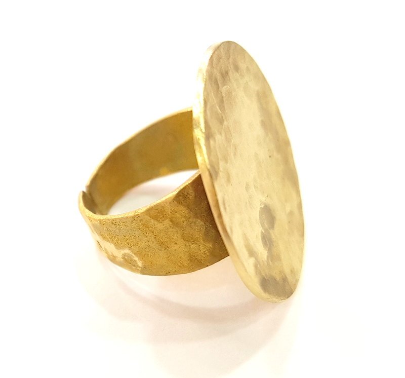 Raw Brass Ring Blank Bezel Settings Cabochon Base Mountings Adjustable (25mm blank ) G7094