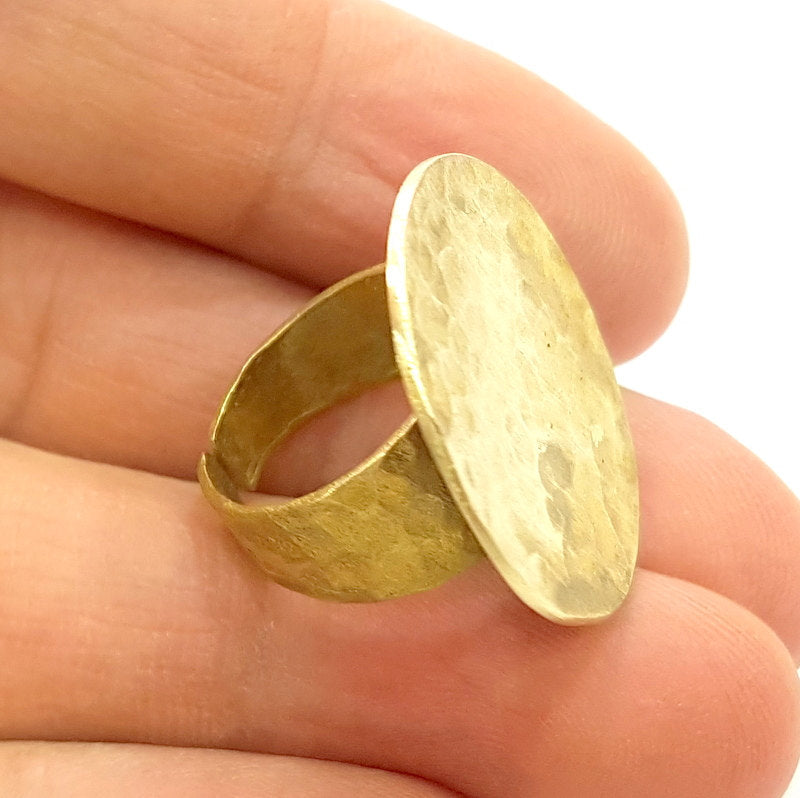 Raw Brass Ring Blank Bezel Settings Cabochon Base Mountings Adjustable (25mm blank ) G7094