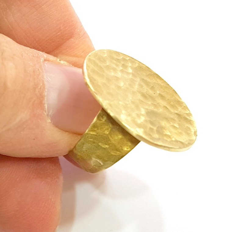 Raw Brass Ring Blank Bezel Settings Cabochon Base Mountings Adjustable (25mm blank ) G7094