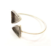 Bracelet Blank Cuff Bangles Findings (20x20mm triangle Blank) ,Adjustable  Antique Silver Plated Brass G7095