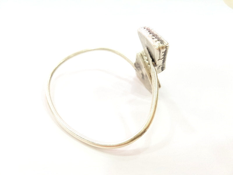Bracelet Blank Cuff Bangles Findings (20x20mm triangle Blank) ,Adjustable  Antique Silver Plated Brass G7095