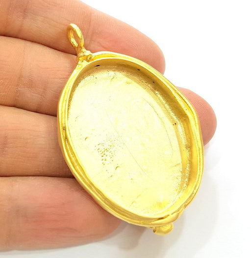 Gold Pendant Blank Base Setting Necklace Blank Mountings Gold Plated Brass (40x30 mm blank) G7097
