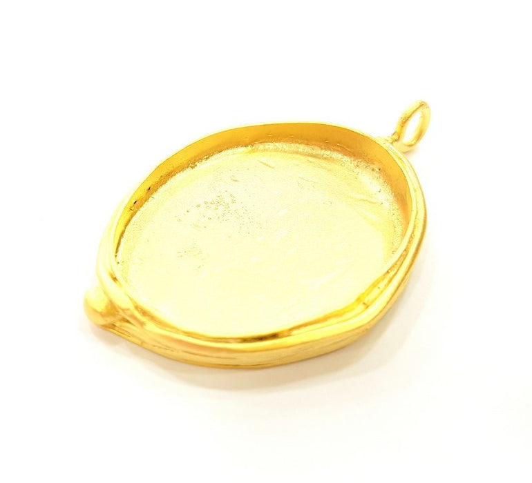 Gold Pendant Blank Base Setting Necklace Blank Mountings Gold Plated Brass (40x30 mm blank) G7097