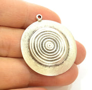 2 Silver Pendant Antique Silver Plated Pendants (32mm)  G15086