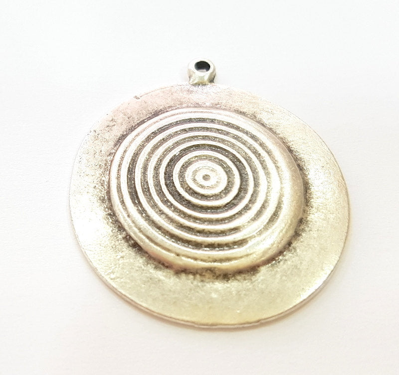 2 Silver Pendant Antique Silver Plated Pendants (32mm)  G15086