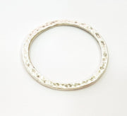 4 Silver Pendant Antique Silver Hammered Circle Pendants  (42mm)  G7102