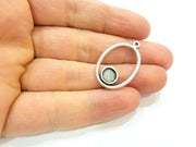 6 Silver Pendant Bezel Blank Earring Component Antique Silver Plated Blanks (7mm Blank) G7112
