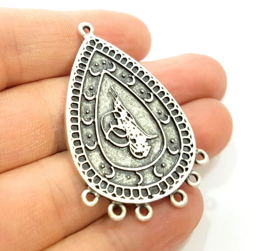 Silver Pendant Antique Silver Plated Ottoman Signature Pendant (51x33mm)  G7117