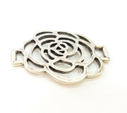 2 Silver Pendant Connector Antique Silver Plated Pendants (44x33mm)  G7118