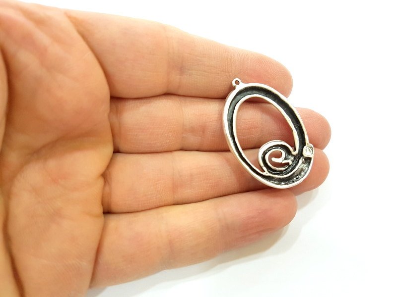 2 Silver Pendant Antique Silver Pendants  (39x26mm)  G8690