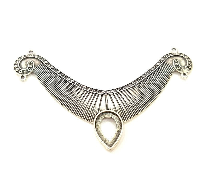 Silver Pendant Connector Antique Silver Plated Collar Pendant (110x34mm) G12043