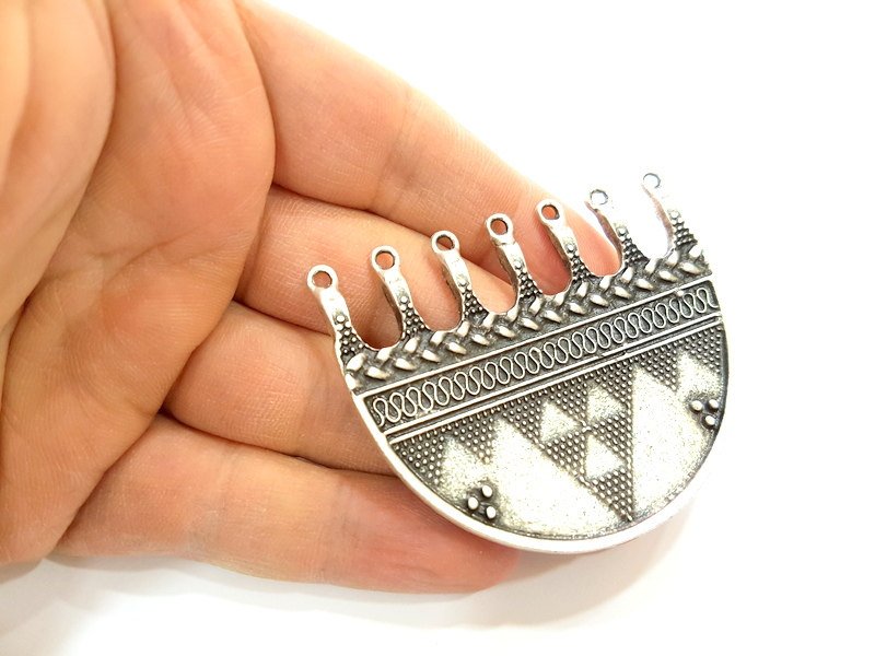 Silver Pendant Connector Antique Silver Plated Pendant (61x53mm) G7135