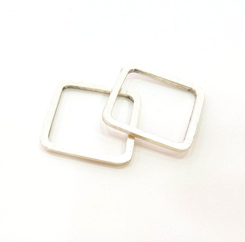 5 Square Findings Connector Geometric Charms Antique Silver Plated Findings (27mm) G7136