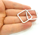 5 Square Findings Connector Geometric Charms Antique Silver Plated Findings (27mm) G7136