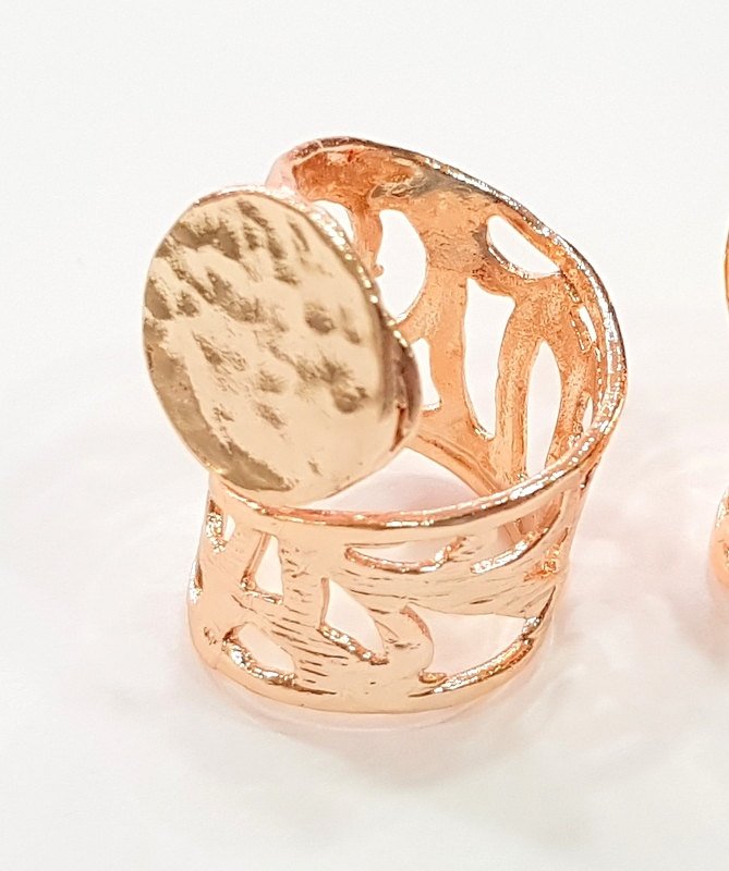 Rose Gold Ring Blank Base Bezel Settings Cabochon Base Mountings Adjustable (15 mm blank) G8214