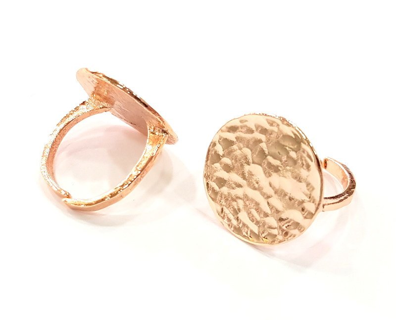 Rose Gold Ring Blank Base Bezel Settings Cabochon Base Mountings Adjustable (20 mm blank) G6431