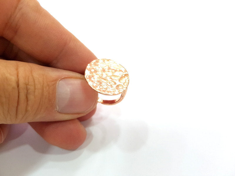 Rose Gold Ring Blank Base Bezel Settings Cabochon Base Mountings Adjustable (20 mm blank) G6431