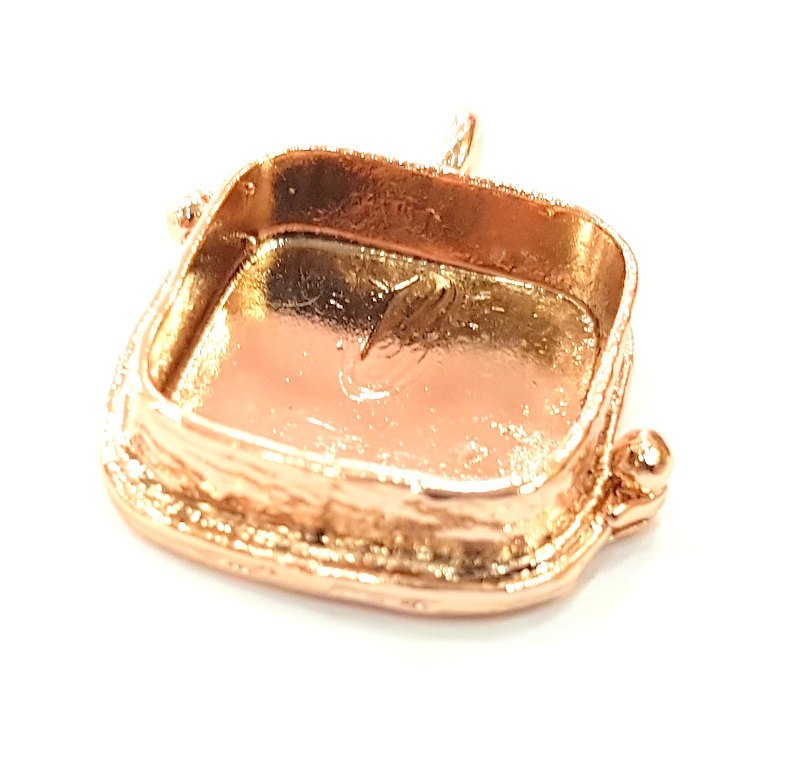 Rose Gold Pendant Blank Base Setting Necklace Blank Mountings Rose Gold Plated Brass (20 mm Square Blank ) G6434