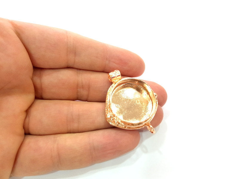 Rose Gold Pendant Blank Base Setting Necklace Blank Mountings Rose Gold Plated Brass (25 mm Blank ) G6437