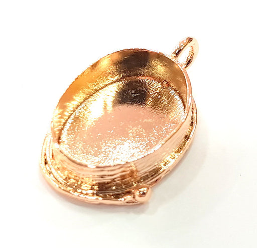Rose Gold Pendant Blank Base Setting Necklace Blank Mountings Rose Gold Plated Brass (25x18 mm Blank ) G6436