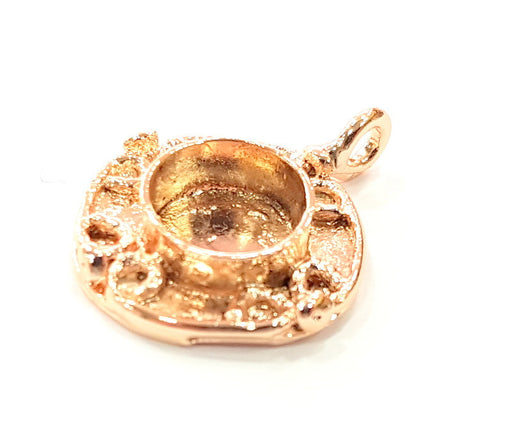 Rose Gold Pendant Blank Base Setting Necklace Blank Mountings Rose Gold Plated Brass (10 mm Blank ) G6439