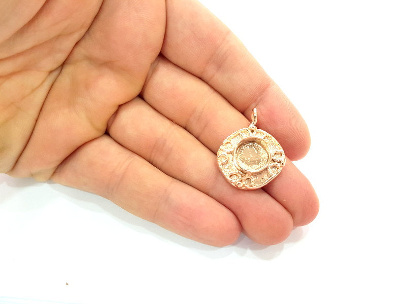 Rose Gold Pendant Blank Base Setting Necklace Blank Mountings Rose Gold Plated Brass (10 mm Blank ) G6439