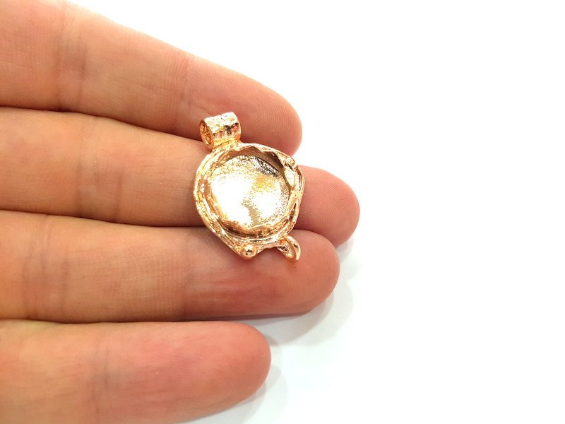 Rose Gold Pendant Blank Base Setting Necklace Blank Mountings Rose Gold Plated Brass (18 mm Blank ) G6440