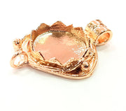 Rose Gold Pendant Blank Base Setting Necklace Blank Mountings Rose Gold Plated Brass (18 mm Blank ) G6440