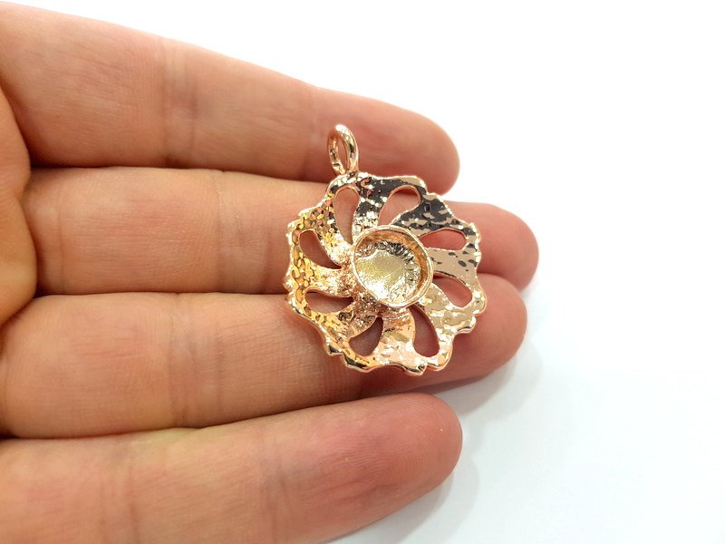 Rose Gold Pendant Blank Base Setting Necklace Blank Mountings Rose Gold Plated Brass (10 mm Blank ) G6442