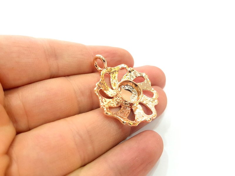 Rose Gold Pendant Blank Base Setting Necklace Blank Mountings Rose Gold Plated Brass (10 mm Blank ) G6442