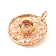 Rose Gold Pendant Blank Base Setting Necklace Blank Mountings Rose Gold Plated Brass (10 mm Blank ) G6445