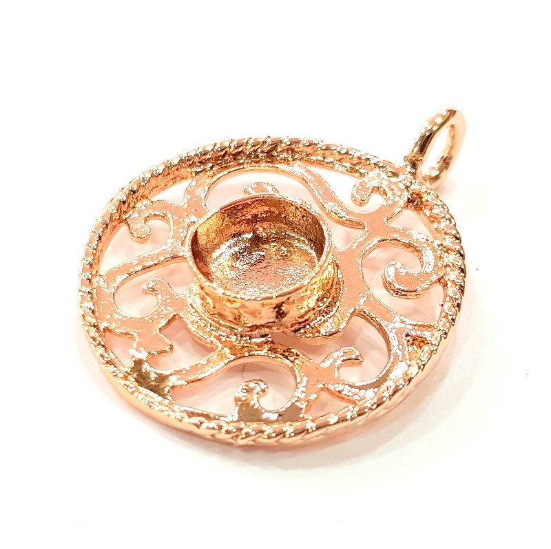 Rose Gold Pendant Blank Base Setting Necklace Blank Mountings Rose Gold Plated Brass (10 mm Blank ) G6445