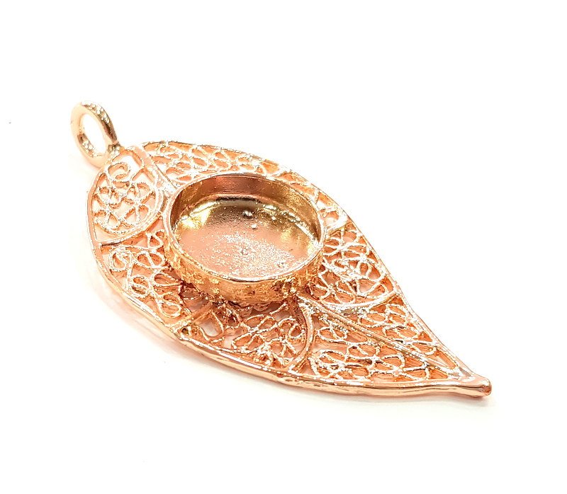 Rose Gold Pendant Blank Base Setting Necklace Blank Mountings Rose Gold Plated Brass (16 mm Blank ) G6448