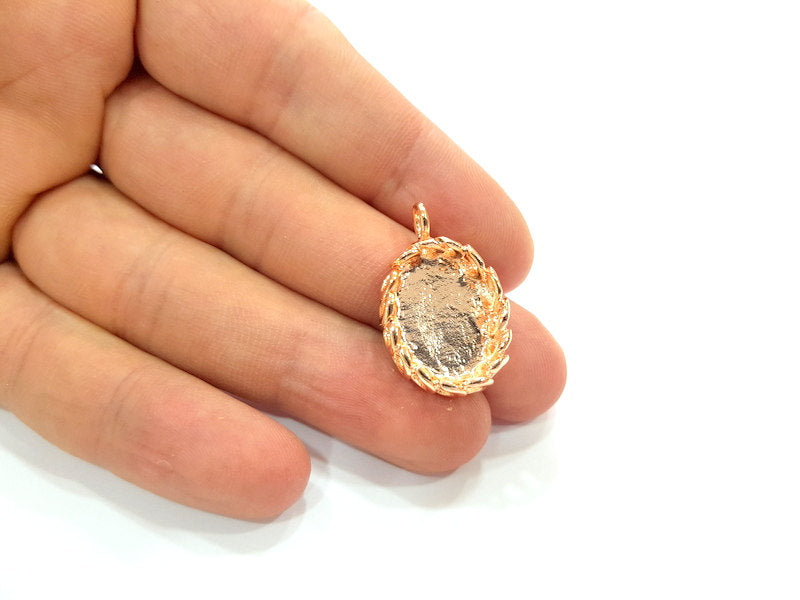Rose Gold Pendant Blank Base Setting Necklace Blank Mountings Rose Gold Plated Brass (18x13 mm Blank ) G6452