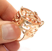 Rose Gold Ring Blank Base Bezel Settings Cabochon Base Mountings Adjustable (20 mm blank) G6458