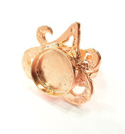 Rose Gold Ring Blank Base Bezel Settings Cabochon Base Mountings Adjustable (16 mm blank) G6461