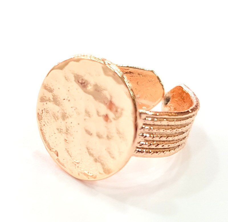 Rose Gold Ring Blank Base Bezel Settings Cabochon Base Mountings Adjustable (15 mm blank) G6462